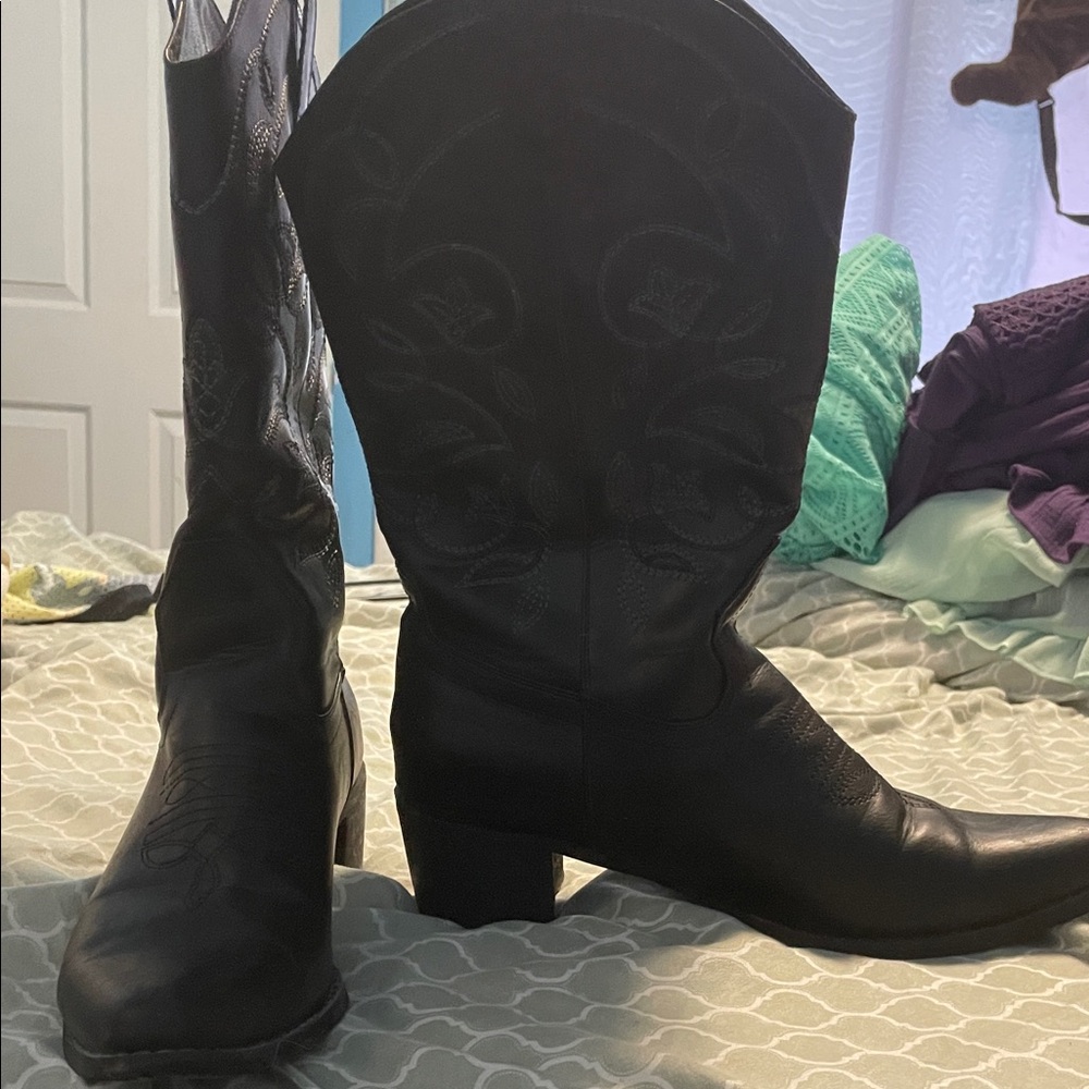 Black Western Leather Boots